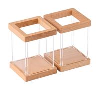 Srvnpioy Paquete de 2 Portalápices de Escritorio de Madera, Portabolígrafos, Organizadores de Escritorio Acrílicos, Organizador de Brochas de Maquillaje para la oficina, la escuela y el hogar