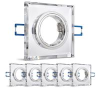 SSC-LUXon ALINA - Foco empotrable cuadrado blanco - Juego de 6 focos de techo de cristal GU10, compatible con módulo LED, corte de 60 - 70 mm, salón y cocina