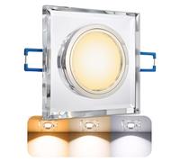 SSC-LUXon ALINA - Foco led empotrable (cristal transparente, incluye 3 W, GU10, luz blanca cálida, 230 V, para pasillo y salón)