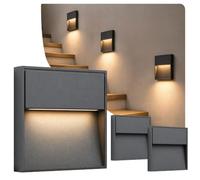 SSC-LUXon Eleva - Lámpara de pared LED de diseño, juego de 3 unidades, color antracita, para interior y exterior, inoxidable, IP54, blanco cálido, 4 W
