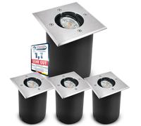 SSC-LUXon, juego de 4 focos empotrables para suelo, marca JUAVI, con forma cuadrada, articulados, grado de protección IP67, para 1 bombilla GU10. Foco para suelo apto para el paso de vehículos (sin bo