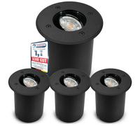 SSC-LUXon, juego de 4 focos empotrables para suelo, para uso exterior, IP67. Focos de suelo redondos, color mate, 230V, aptos para circular. Para 1 bombilla GU10 (se vende por separado)