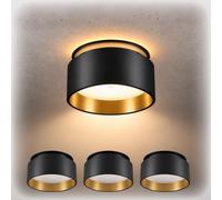 SSC-LUXon, juego de 4 focos empotrables Sudara con luz indirecta. Focos de diseño dorados y s, tipo downlight, para bombillas GU10 o módulos