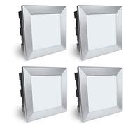 SSC-LUXon Piko-LQ - Juego de 4 lámparas LED empotrables para exteriores, IP65 y 3,5 W, blanco cálido, 230 V, empotrable, rectangular, 135 x 135 mm