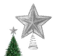 SSKHE - Estrella con Punta de árbol de Navidad - Reusable Glitter Christmas Tree Star Decor, Festive Holiday Tree Topper for Christmas Decorations (Plata)