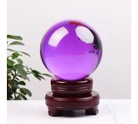 SSOPTMCB Purple Clear Crystal Ball with Stand, Divnation Sphere,Glass Magic for Gifts Family Decorative, Home Office Decor,80mm/3.14in Gemstone Stone