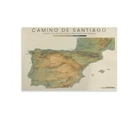 SSOPTMCB Spain Pilgrimage Map Poster Camino Frances Portuguese Norte and Other Routes for Wall Display(Unframed,16x24inch(40x60cm))
