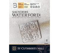 ST CUTHBERTS MILL Saunders Waterford, Papel de acuarela para bellas artes, Prensado en frío (NO), 300gsm, Bloc con espiral, 9x12, Blanco, 12 hojas
