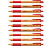 STABILO - Bolígrafo retráctil - pointball - Pack de 10 - rojo