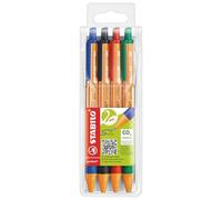 STABILO Bolígrafo retráctil pointball Pack de 4 azul, verde, rojo, negro