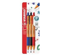 STABILO Bolígrafo retráctil Pointball - Pack de 3 (azul, rojo, negro)