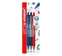 STABILO Bolígrafo retráctil Pointball Colorful – Pack 3 (azul ultramarino, gris oscuro, rojo óxido)