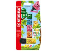 Stabilo boss mini animal vibes pack de 5 mini marcadores fluorescentes