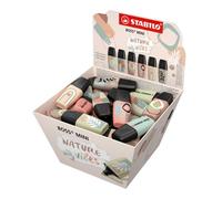 Stabilo boss mini naturevibes expositor con 50 marcadores fluorescentes - trazo entre 2 y 5mm - tinta con base de agua - antisecado - colores surtidos