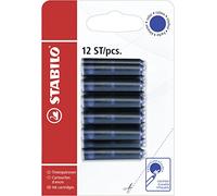 STABILO – Cartuchos de tinta recargables – Pack de 12 – Azul (borrable)