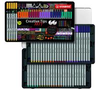 STABILO Creative Tips Arty Line Caja de Metal de 50 Rotuladores de Fibra