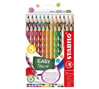 STABILO EASY COLORS Lápices de Colores para Zurdo, Set de 3 Estuches de 24 con Afilalápiz