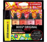 Stabilo estuche 5 marcadores fluorescentes arty boss original c/surtidos cálidos