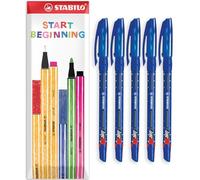 STABILO Exam Grade Bolígrafo | Bolígrafos de papelería para estudiantes/universidad | Ancho de línea de 0,45 mm | En embalaje de regalo (Paquete azul de 5)