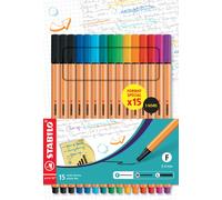 STABILO F57132, rotulador fino STABILO Fineliner, punta 88, caja de 15 unidades