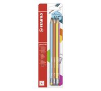 STABILO - Lápiz de grafito con goma - Pencil 160- Pack de 6 - colores de cuerpo petróleo (2 unidades), amarillo, naranja, azul, rosa - Dureza HB