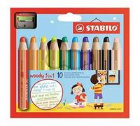 Stabilo Lápices De Colores Woody 3 En 1 C-Surtidos Estuche De 10 Unidades + 1 Sacapuntas