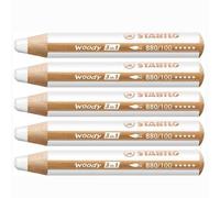 Stabilo Lápices de Colores Woody 3 en 1 - Lápiz, Cera y Acuarela - Estuche con 5 Unidades - Para Múltiples Superficies