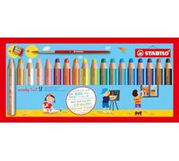 STABILO Lápices de color woody 3 en 1 – Juego 2 fundas de 18 lápices, sacapuntas y pincel