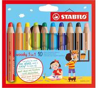 STABILO – Lápiz de color – woody 3 en 1 – multitalento – Estuche de 10 (10 colores)