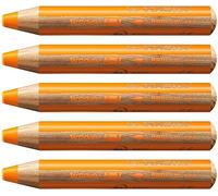 STABILO - Lápiz de color multitalento - woody 3 en 1 - Pack de 5 - amarillo anaranjado