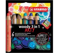 STABILO - lápiz de color multitalento Woody 3 en 1 Arty - estuche