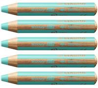 STABILO - lápiz de color, acuarela y cera - woody 3 in 1 | pack de 5, azul pastel