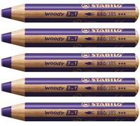 STABILO - lápiz de color, acuarela y cera - woody 3 in 1 | unidad, violeta