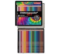 STABILO - Lápiz de color acuarelable - STABILOaquacolor - ARTY - Estuche metálico de 24 - 24 colores