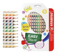 STABILO - lápiz de color ergonómico para zurdos - EASYcolors | pack de 12 incl. sacapuntas, colores especiales