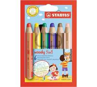 Stabilo lápiz de color multitalento woody 3 en 1 - estuche con 6 colo