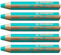 STABILO - Lápiz de color multitalento - woody 3 en 1 - Pack de 5 - turquesa