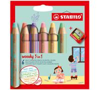 Stabilo lápiz de color multitalento woody 3 en 1 pastel - estuche con