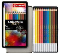 STABILO - Lápiz de color tiza-pastel - CarbOthello - ARTY+ - Estuche metálico de 12 unidades - 12 colores diferentes
