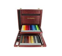 STABILO Lápices CarbOthello tiza-pastel Estuche de madera 60 con sacapuntas y goma 60 colores