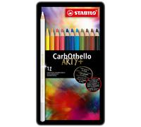 STABILO Lápiz de color tiza-pastel CarbOthello - Estuche de metal con 12 colores