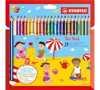 STABILO - Lápiz de color triangular grueso - Trio Thick - Estuche de 24 - 24 colores y sacapuntas