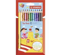 STABILO – Lápiz de color triangular grueso Trio Thick – Estuche de 12 colores con sacapuntas