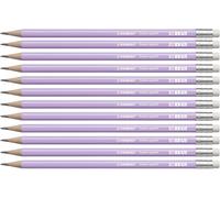 STABILO - Lápiz de grafito con goma Swano Pastel - HB - Pack de 12 - color lila
