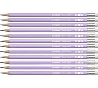 STABILO - Lápiz de grafito con goma Swano Pastel - HB - Pack de 12 - color lila