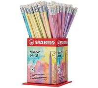 STABILO - lápiz de grafito con goma de borrar - Swano Pastel | pack de 72, grado de dureza HB