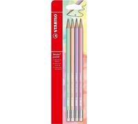 STABILO - Lápiz de grafito con goma - Swano Pastel - Pack de 4 -colores de cuerpo surtidos
