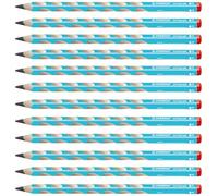 STABILO – Lápiz triangular ergonómico para diestros EASYgraph, HB azul, Pack de 12