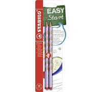 STABILO Lápiz triangular ergonómico EASYgraph para diestros, lila pastel, pack de 2, HB