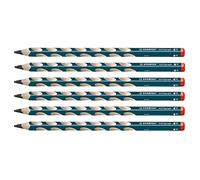 STABILO - lápiz de grafito triangular ergonómico para diestros - EASYgraph | petróleo, pack de 6, grado de dureza HB
